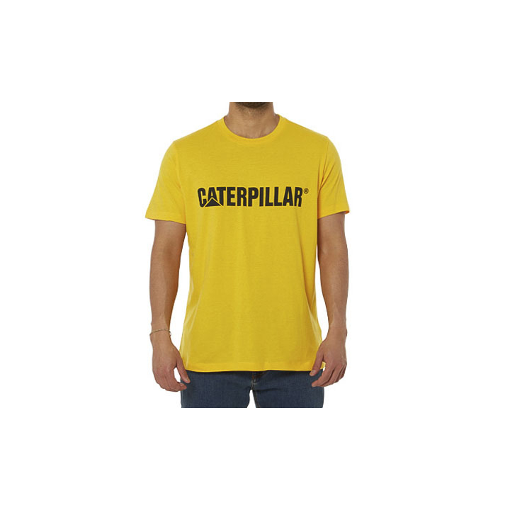Caterpillar T-Shirts Sharjah - Caterpillar Logo Mens - Yellow NHTYKJ210